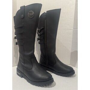 Milwaukee Leather Ladies 15” High Rise Leather Riding Boot Calf Buckles Sz 9